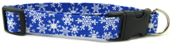 Blue SnowFlakes Dog Collar