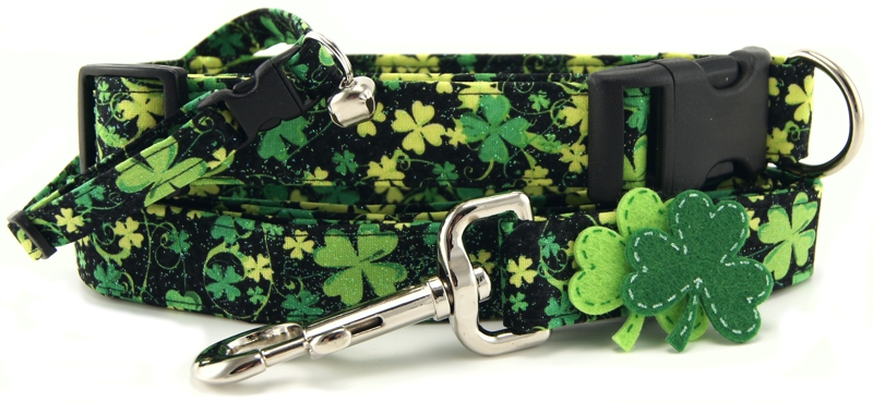 Frolicking Four Leaf Clovers Dog Collars - Dog Leashes - Cat Collars