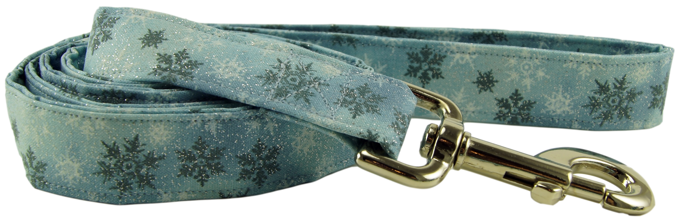 Frosty Blue Metallic Snowflake Dog Leash