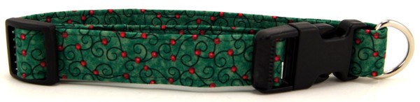 Green Swirled Berries Dog Collar