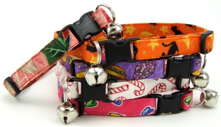 Handmade Holiday cat collars