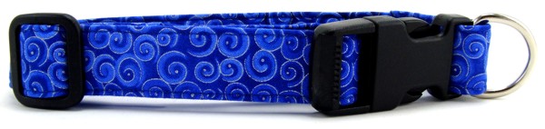 Metallic Blue Swirls Dog Collar