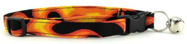 Orange Flames Cat Collar