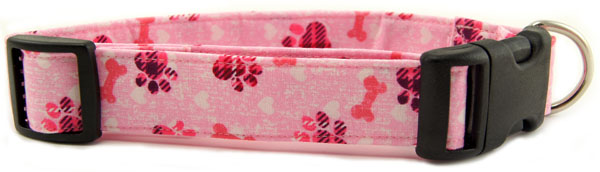 Pink Plaid Paws Dog Collar