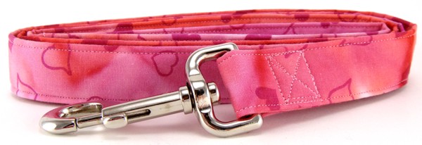 Pink Tossed Hearts Batik Dog Leash