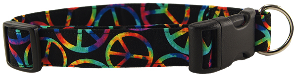 Rainbow Peace Signs Dog Collar