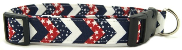 Red, White & Blue Chevrons Dog Collar
