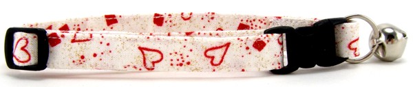 White Hearts Cat Collar