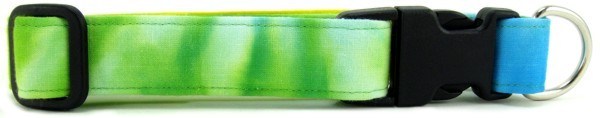 Yellow, Blue & Green Tie Dye Dog Collar